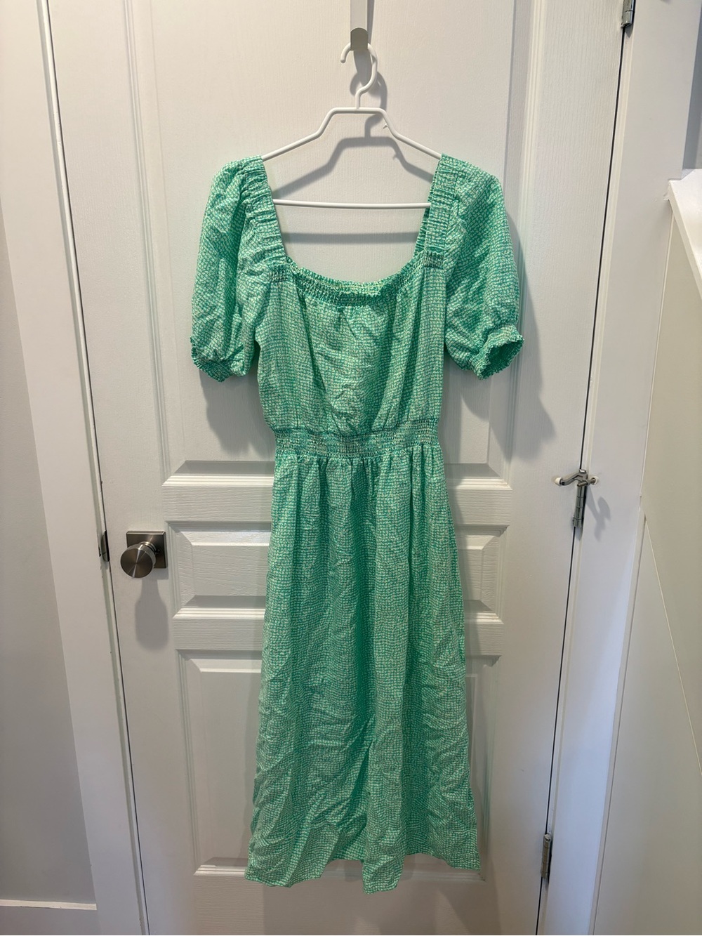 Whistles Mint Green Puff-Sleeve Midi Dress size 8 us / uk 12